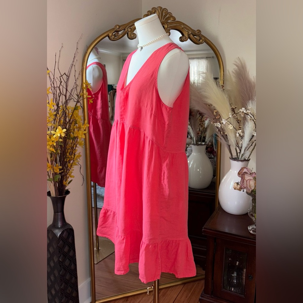 Cynthia Rowley orange Linen dress Large NWOT - Picture 5 of 11